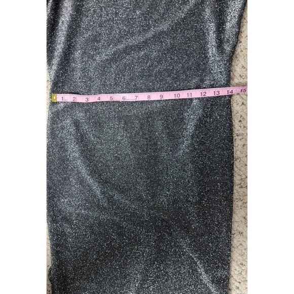 Topshop Black Silver Glitter Open Midi Cocktail Night Out Dress Size 6 - Picture 5 of 12
